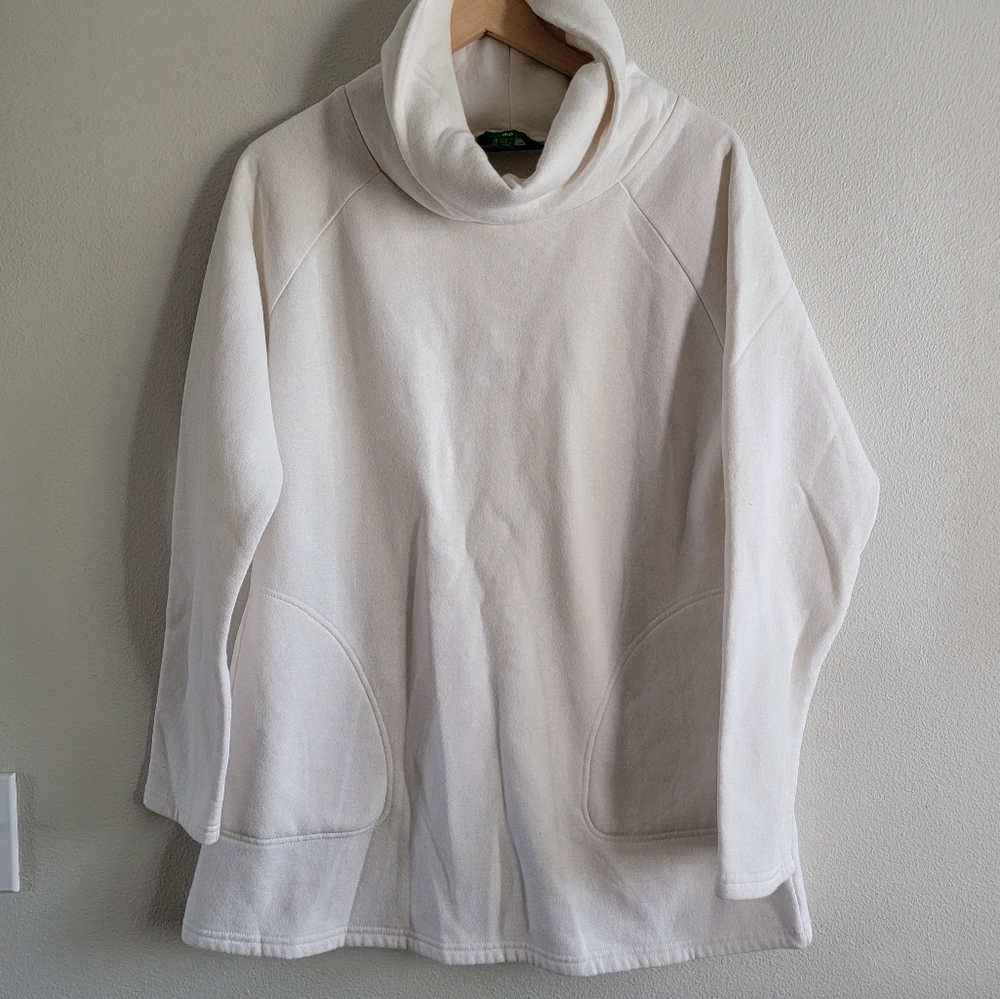 Dip cowl tunic sweater, L, Cream
